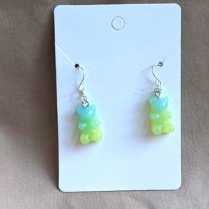 🛍 Blue to Green Ombre Gummy Bear Earrings